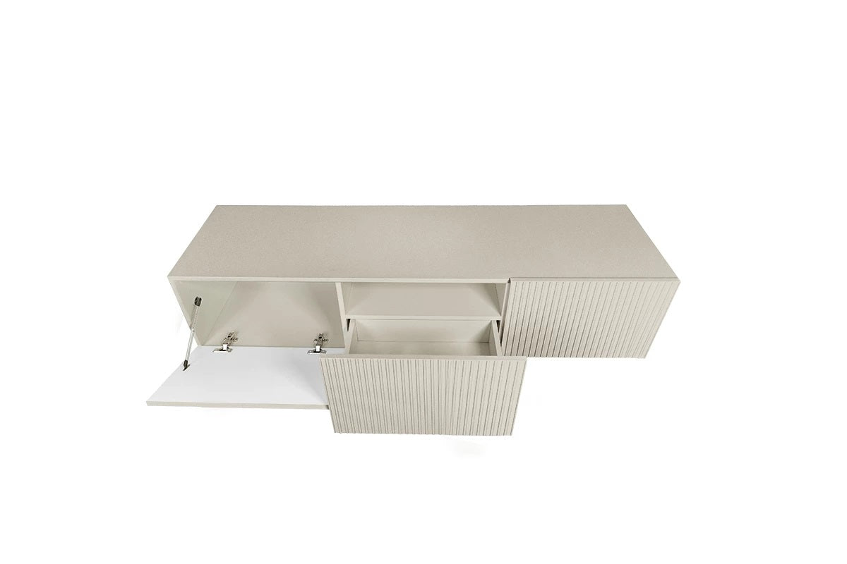 Mobile TV sospeso cashmere con 2 ante a ribalta 1 cassetto Nicole 150x45 cm