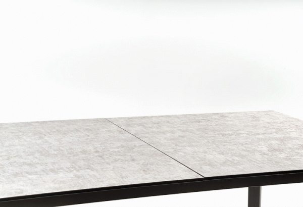 Tavolo allungabile in Vetro grigio con gambe in acciaio grigio scuro Tiziano 160x90 cm - allungabile fino a 210 cm