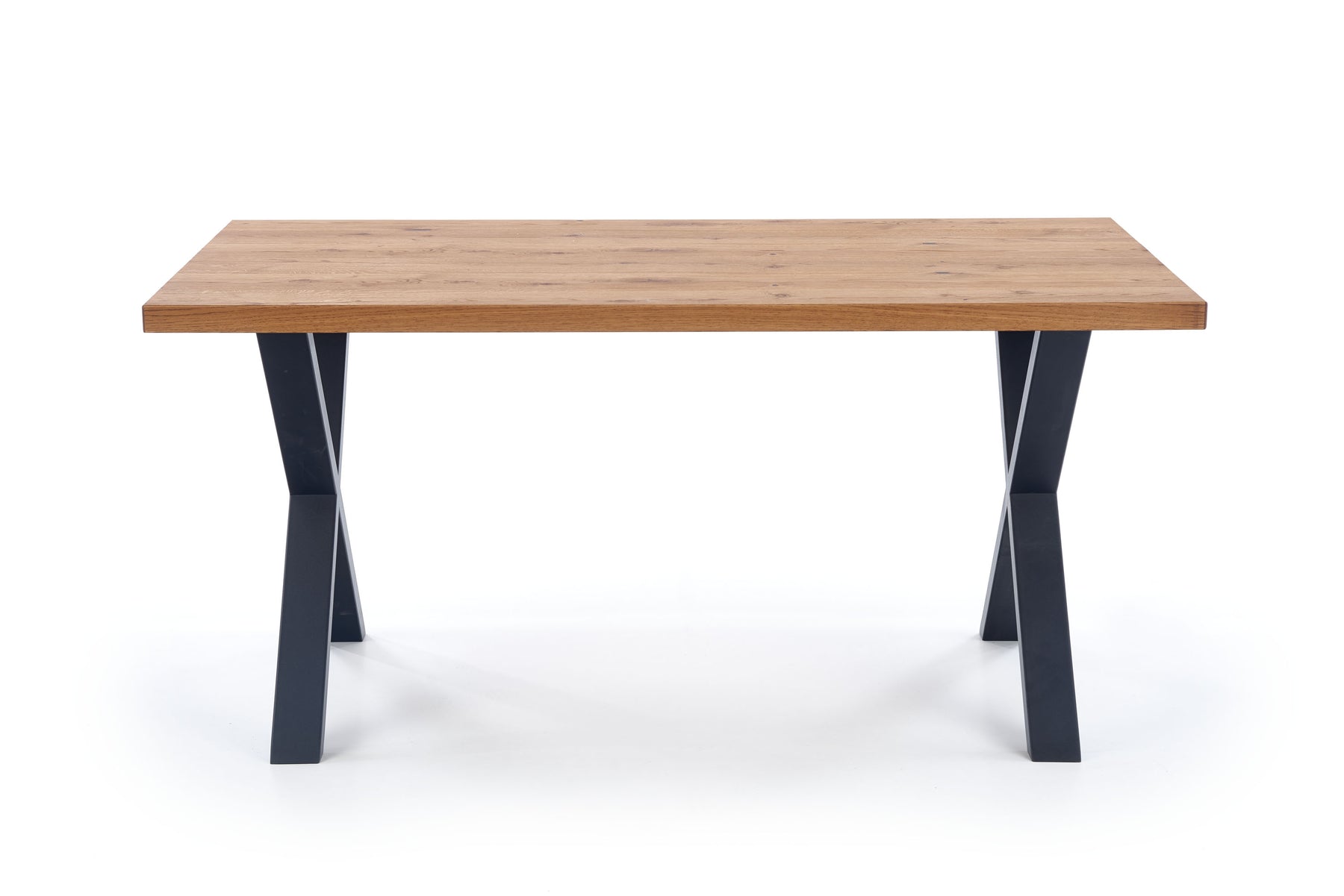 Tavolo allungabile in legno impiallacciato rovere con gambe in acciaio nero Xavier 160x90 cm - allungabile a 250 cm