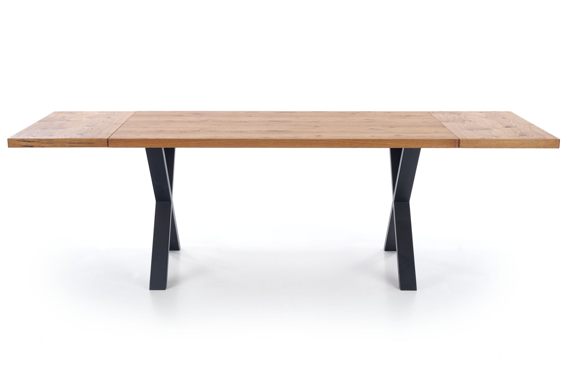 Tavolo allungabile in legno impiallacciato rovere con gambe in acciaio nero Xavier 160x90 cm - allungabile a 250 cm