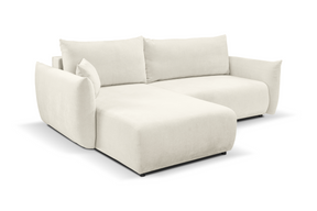 Divano letto angolare in tessuto cinigliato bianco Parigi 257x111/177 cm