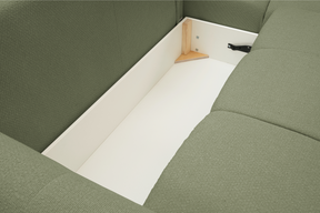 Divano letto angolare in tessuto bouclè Dublino 257x111/177 cm