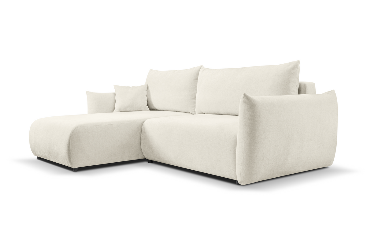 Divano letto angolare in tessuto cinigliato bianco Parigi 257x111/177 cm