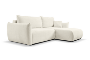 Divano letto angolare in tessuto cinigliato bianco Parigi 257x111/177 cm