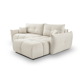 Divano letto angolare in tessuto bouclè Dublino 257x111/177 cm