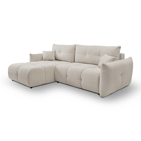 Divano letto angolare in tessuto bouclè Dublino 257x111/177 cm