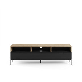 Mobile TV 3 cassetti nero e rovere Maris 180x55 cm