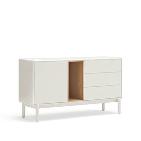 Madia 1 anta 3 cassetti in legno massello Corvo di Teulat 140x40 cm