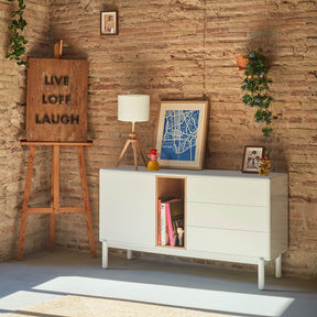 Madia 1 anta 3 cassetti in legno massello Corvo di Teulat 140x40 cm