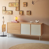 Madia 3 cassetti 2 ante quercia crema Yoko di Teulat 180x81 cm