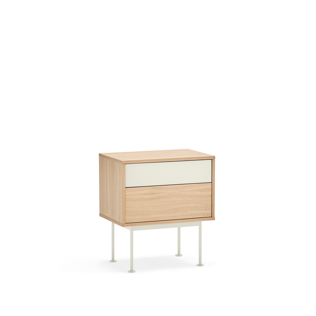 Comodino 2 cassetti quercia crema Yoko 52x59 cm