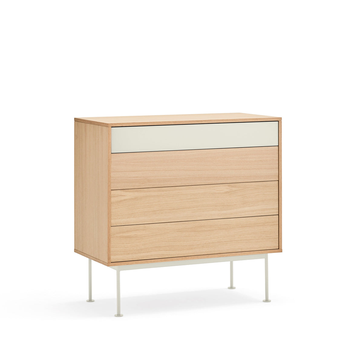 Cassettiera 4 cassetti quercia crema Yoko 90x91 cm