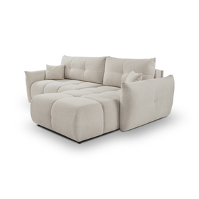 Divano letto angolare in tessuto bouclè Dublino 257x111/177 cm