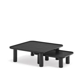 Set tavolini in legno naturale Nest di Teulat 79x79 h31 cm