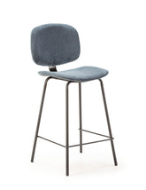 Set di 2 sgabelli in stile retrò in velluto a coste e metallo nero Anna 44x51 h98 cm