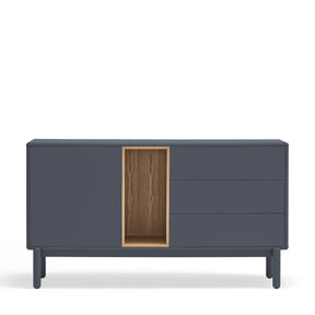 Madia 1 anta 3 cassetti in legno massello Corvo di Teulat 140x40 cm