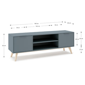Mobile TV 2 ante con ripiani aperti Nordica 140x53 cm