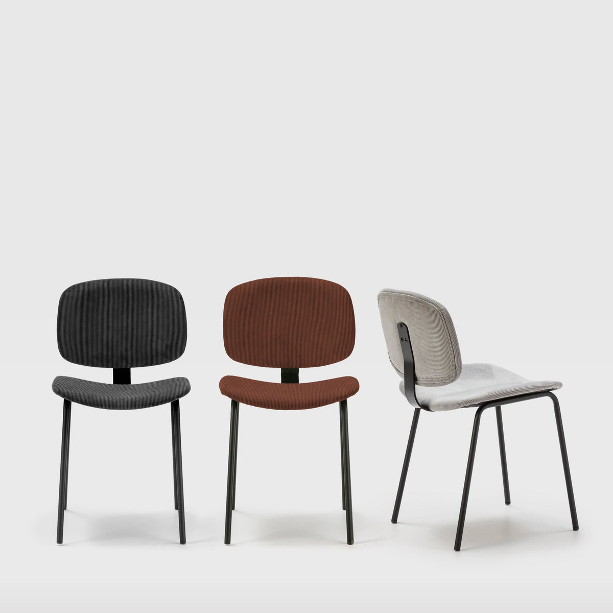 Set di 2 sedie in velluto a coste stile retrò e metallo nero Anna 45x53 h79 cm