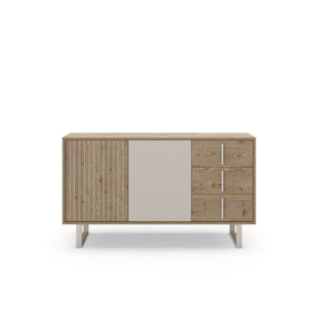 Madia 2 ante 3 cassetti rovere/grigio Molly 140x80 cm
