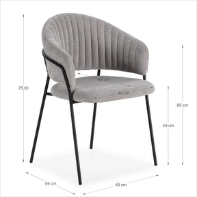 Set di 2 sedie in tessuto con gambe in metallo Clelia 49x54 h75 cm