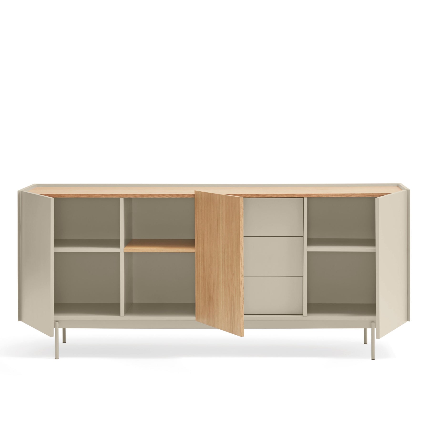 Madia 3 ante 3 cassetti legno rovere e cashmere Otto 180x78 cm