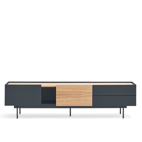 Mobile TV 2 ante 2 cassetti legno rovere e grigio antracite Otto 180x45 cm