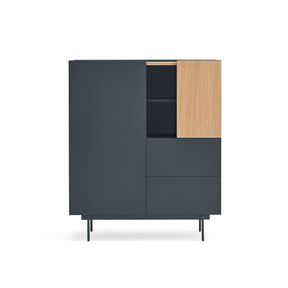 Credenza 2 ante 2 cassetti legno rovere e antracite Otto di Teulat 100x120 cm