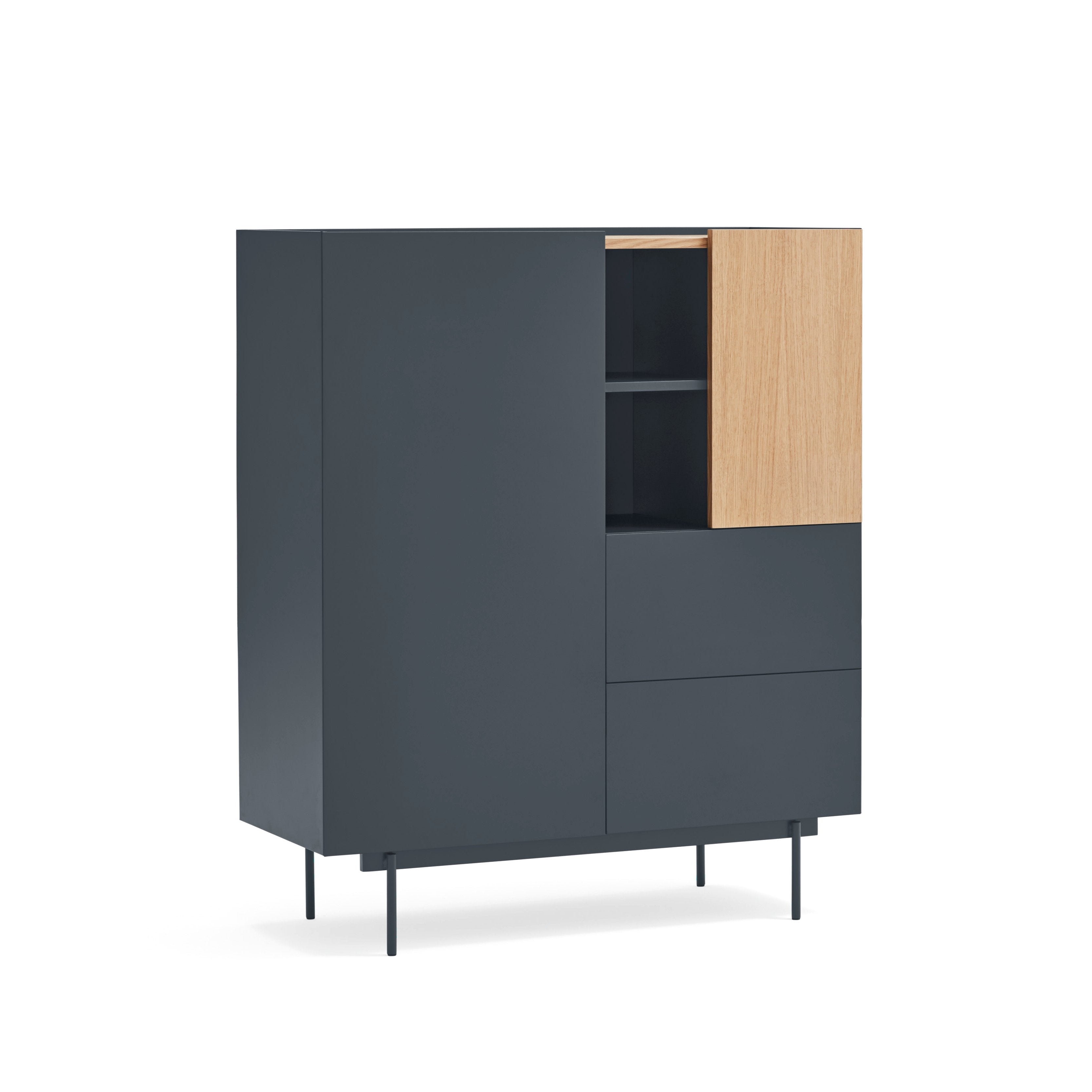 Credenza Con Cassetti VidaXL In Legno Tecnico Rovere - 100.5x35x98.5 Cm, 4 Cassetti, 4 Ripiani, 2 Ante