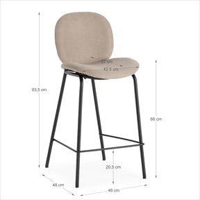 Set di 2 sgabelli in tessuto e struttura in metallo Corinna 46x48 h93 cm