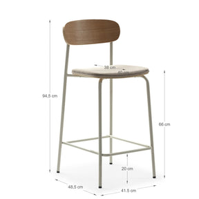 Set di 2 sgabelli in legno con seduta imbottita Adriana 41x48 h94 cm