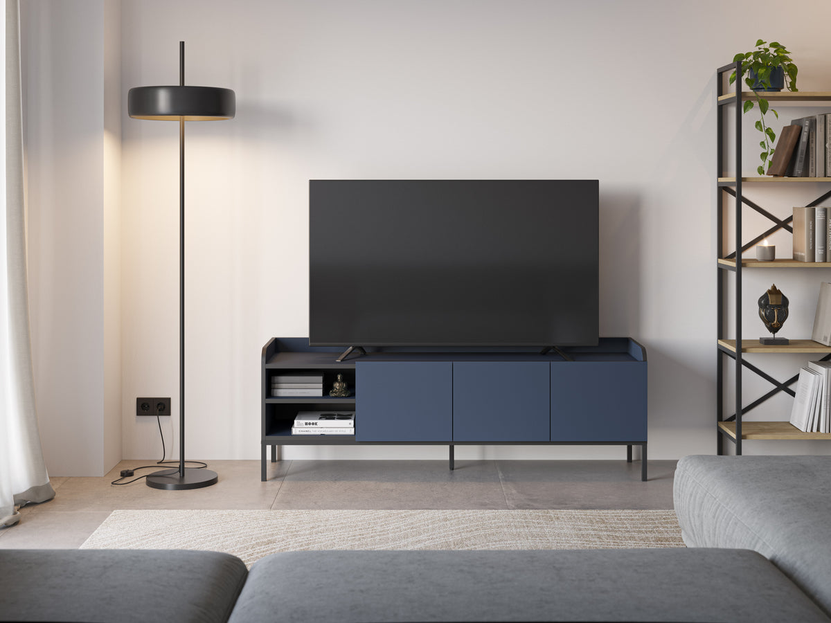 Mobile TV 3 ante con gamba in metallo Audry 160x55 cm