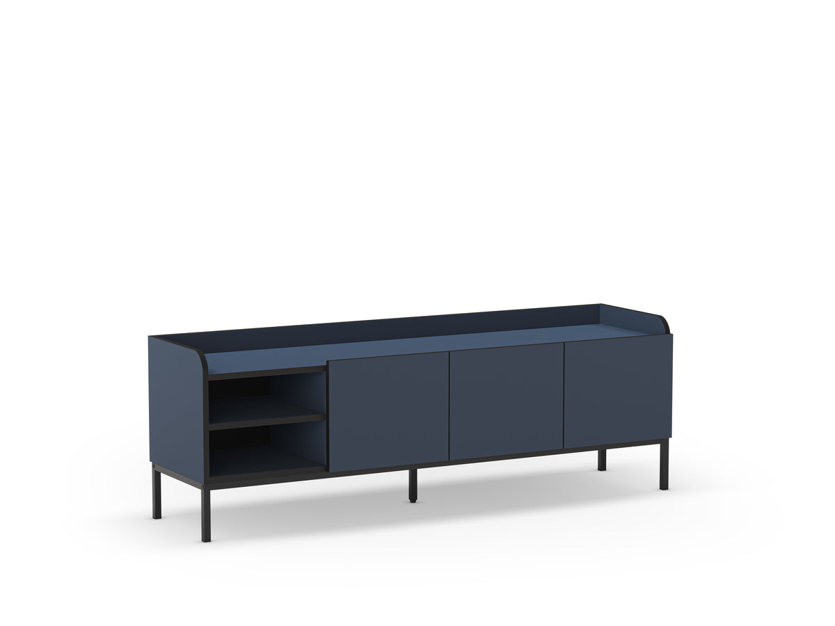 Mobile TV 3 ante con gamba in metallo Audry 160x55 cm