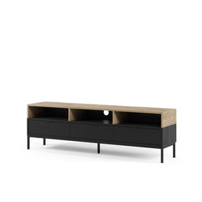 Mobile TV 3 cassetti nero e rovere Maris 180x55 cm