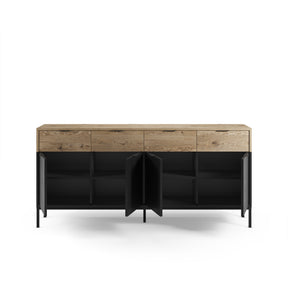 Madia 4 ante 4 cassetti nero e rovere Maris 180x80 cm