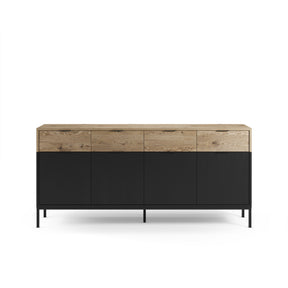 Madia 4 ante 4 cassetti nero e rovere Maris 180x80 cm