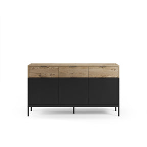 Madia 3 ante 3 cassetti nero e rovere Maris 150x80 cm