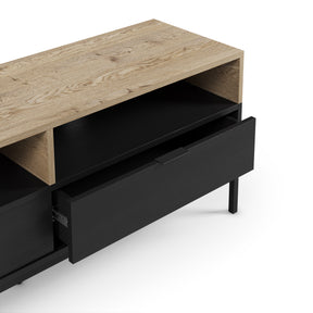 Mobile TV 2 cassetti nero e rovere Maris 140x55 cm