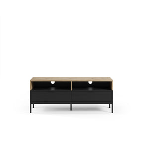 Mobile TV 2 cassetti nero e rovere Maris 140x55 cm