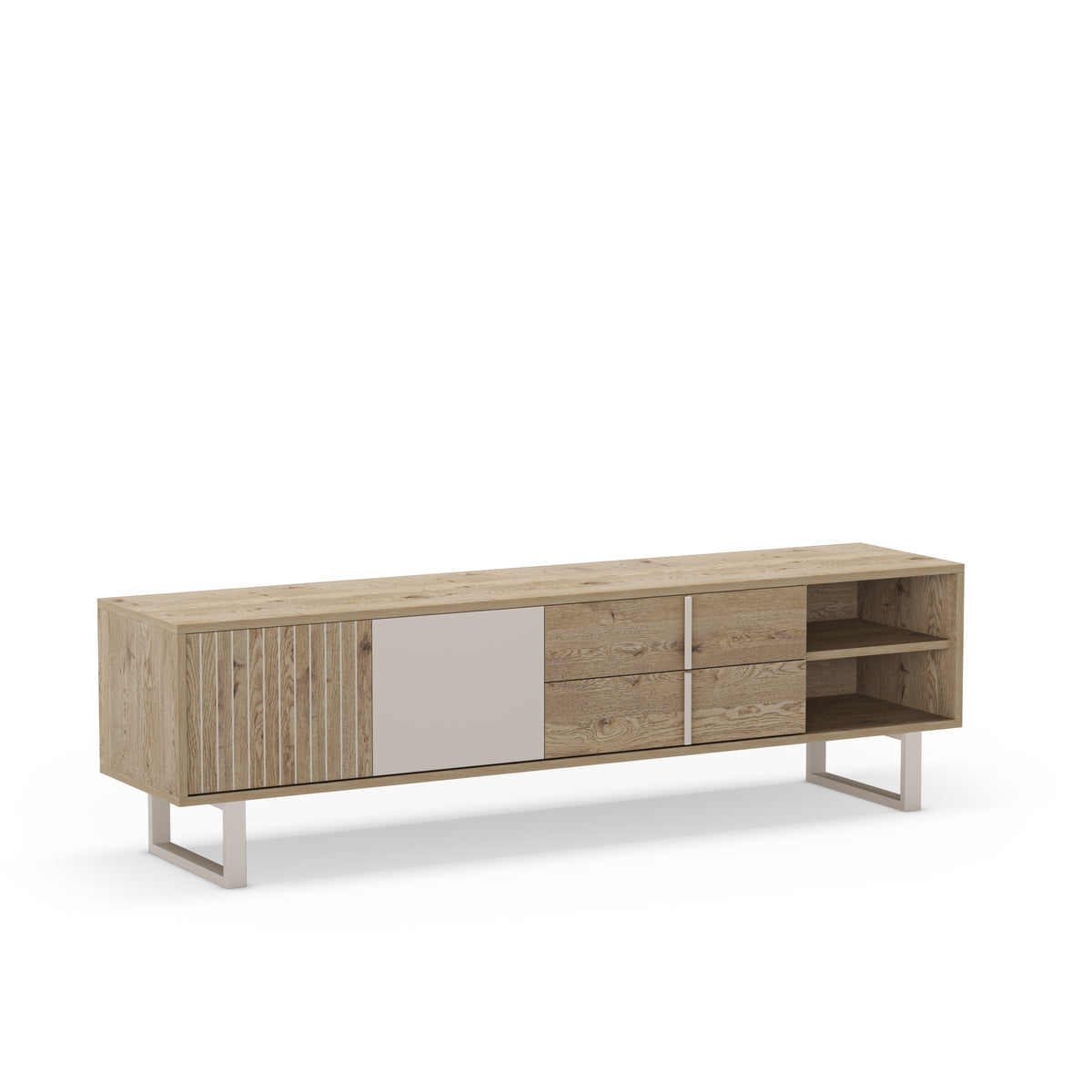 Mobile TV 2 ante 2 cassetti rovere/grigio Molly 180x51 cm