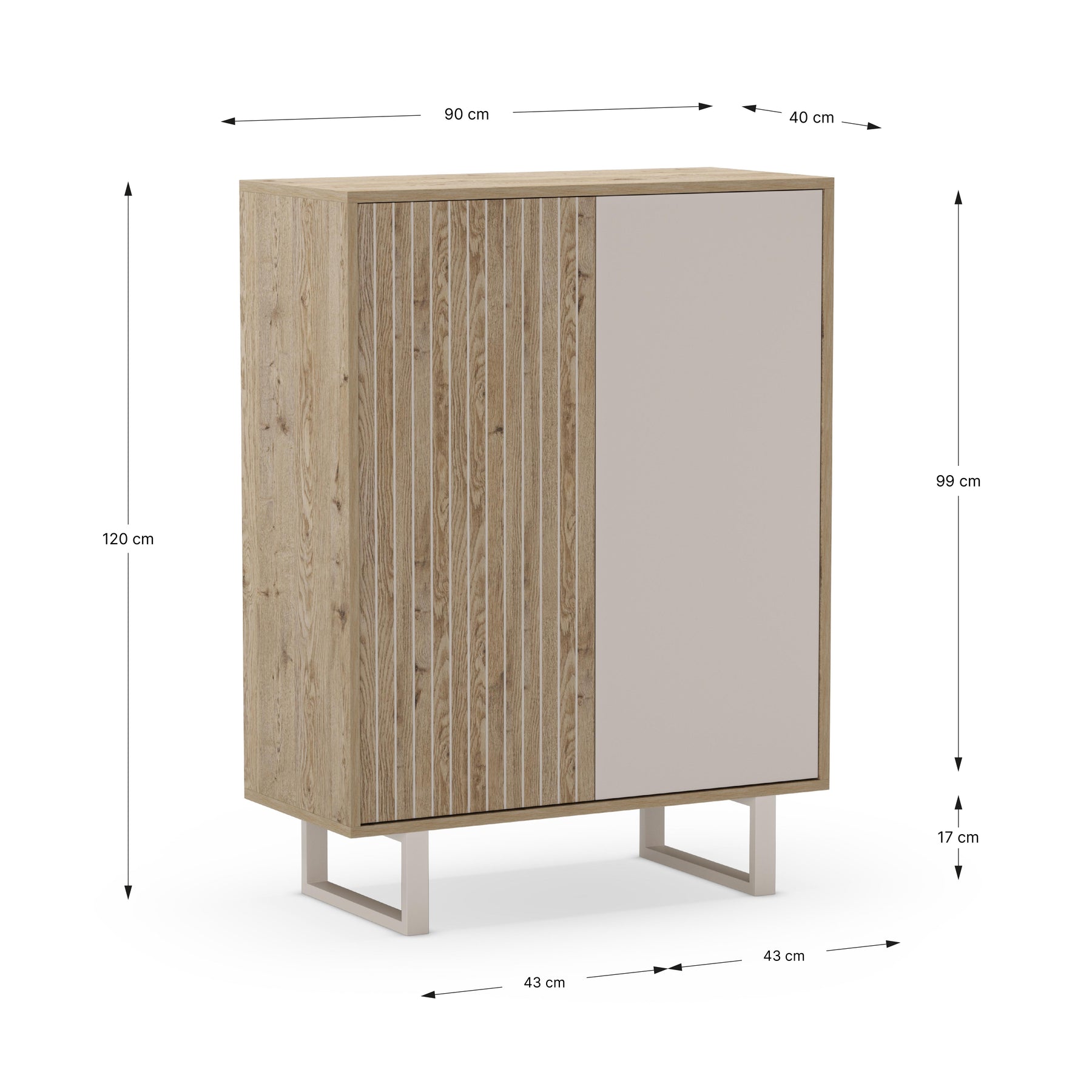 Credenza 2 ante rovere/grigio Molly 90x120 cm