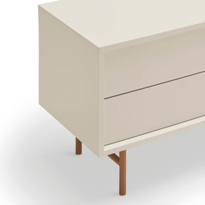 Mobile TV 2 ante e 2 cassetti laccato sabbia e terracotta con piede in ferro Nube di Teulat 180x56 cm