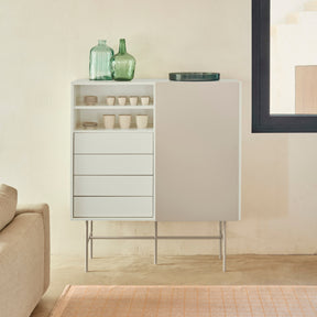 Credenza 4 cassetti anta scorrevole crema e sabbia Nube di Teulat 120x140