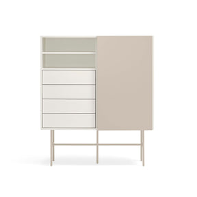 Credenza 4 cassetti anta scorrevole crema e sabbia Nube di Teulat 120x140