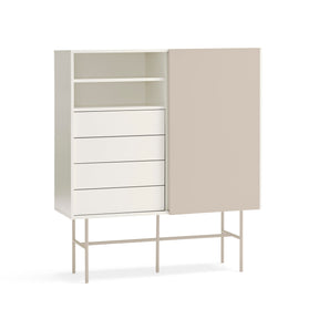 Credenza 4 cassetti anta scorrevole crema e sabbia Nube di Teulat 120x140