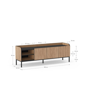 Mobile TV 3 ante con gamba in metallo Audry 160x55 cm