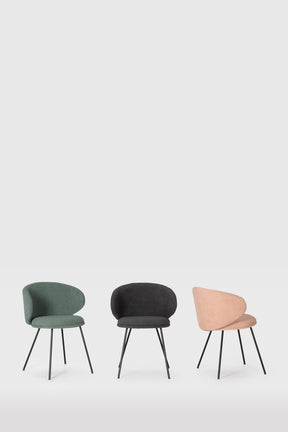 Set di 2 sedie in tessuto con gambe in metallo nero Lea 59x56 h77 cm