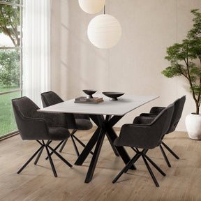 Tavolo fisso 6 posti in pietra Stella 180x76 cm