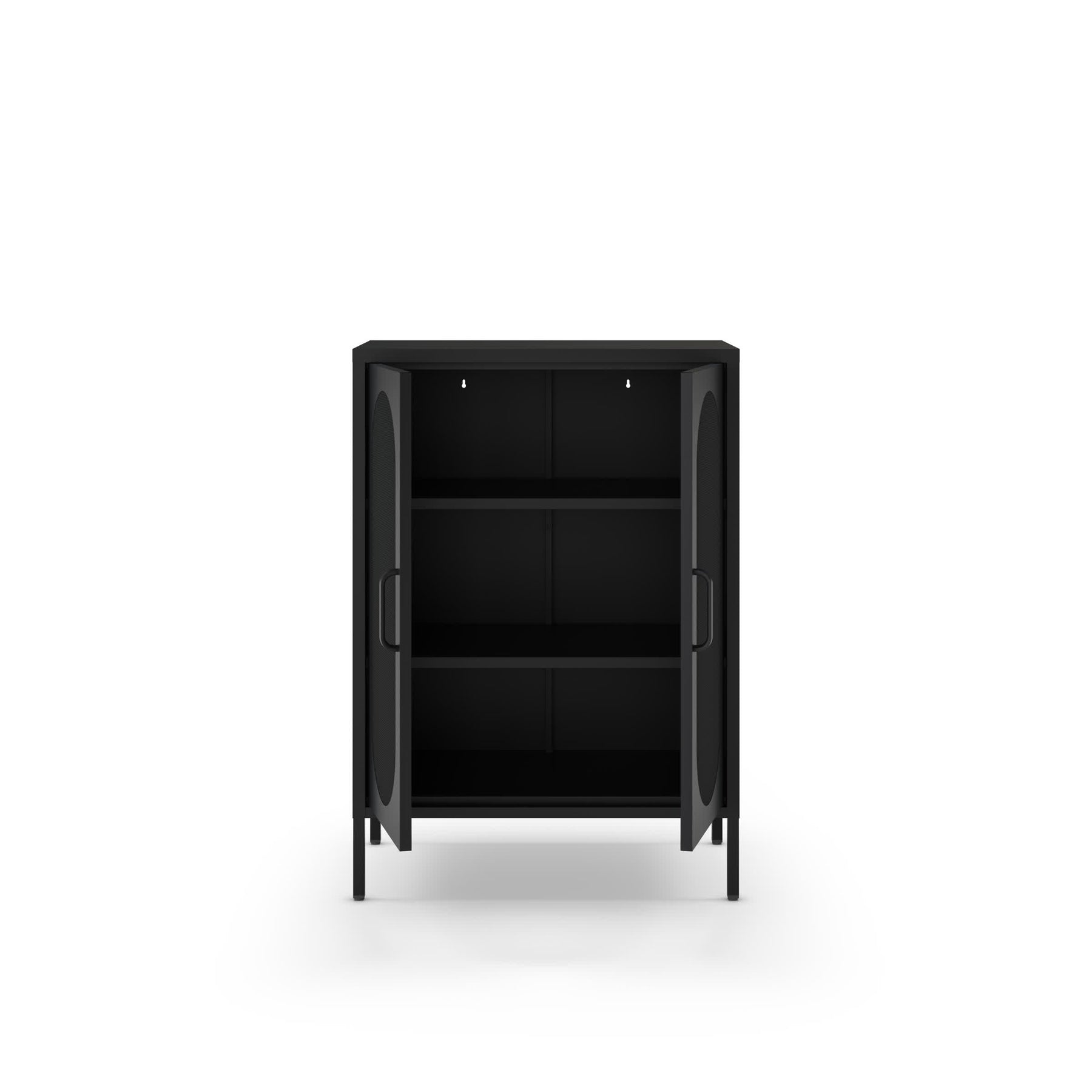 Credenza con 2 ante in rete e ripiani regolabili Diora 70x100 cm