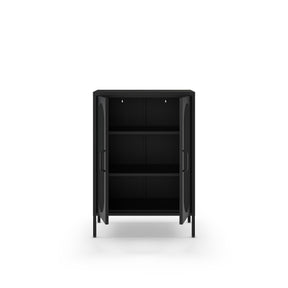 Credenza con 2 ante in rete e ripiani regolabili Diora 70x100 cm