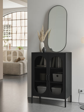 Credenza con 2 ante in rete e ripiani regolabili Diora 70x100 cm